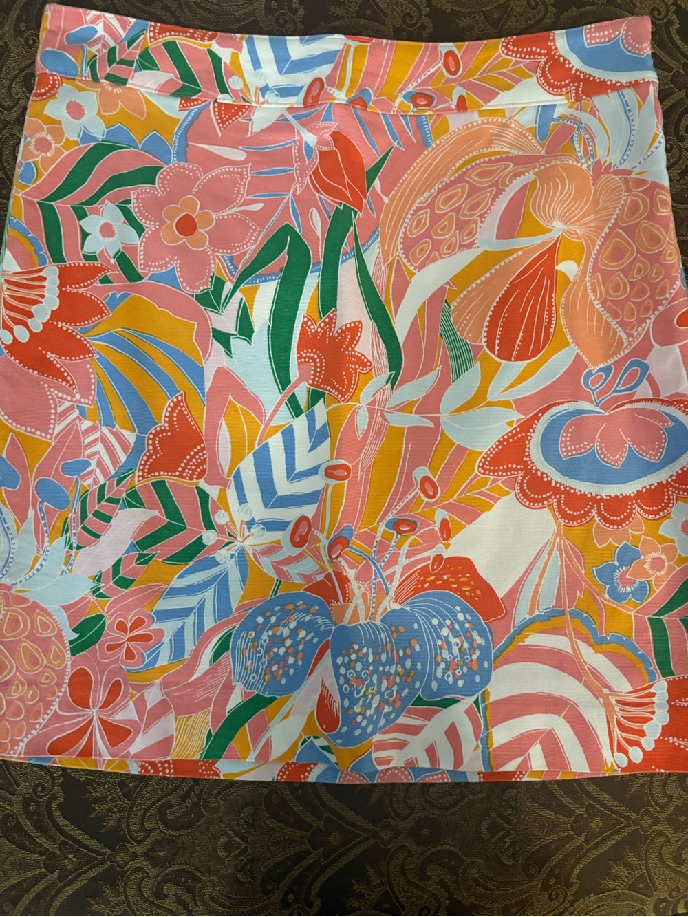 Talbots Bright Floral Orange Blue Print Skirt
